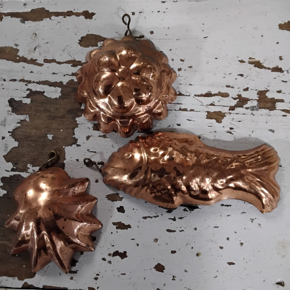 Miniature Copper Jelly Molds...BIRTH GRAMM?